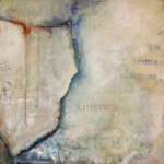 <span style="color: #5decf9;"><strong>JUSTICE LIKE A RIVER, #140*</strong><br>encaustic, 2013
