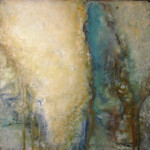 <span style="color: #5decf9;"><strong>FLOWING IN A PARCHED LAND, #143*</strong><br>encaustic, 2012